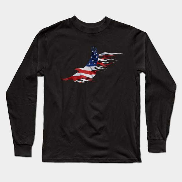 Flaming American Eagle Long Sleeve T-Shirt by TaterSkinz